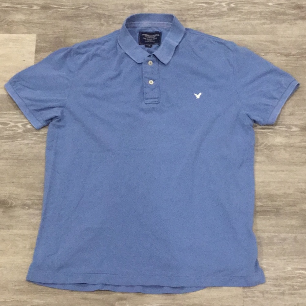 American Eagle Outfitters Men’s Blue Polo Shirt, Large